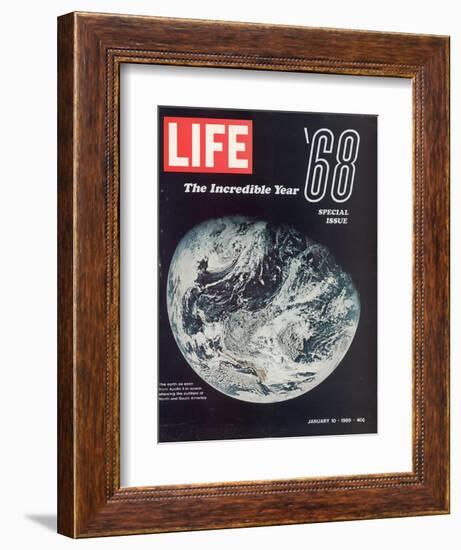 1968 Special Issue, NASA Shot of Earth from Space, Apollo 8 Mission, January 10, 1969-null-Framed Photographic Print