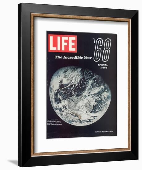 1968 Special Issue, NASA Shot of Earth from Space, Apollo 8 Mission, January 10, 1969-null-Framed Photographic Print