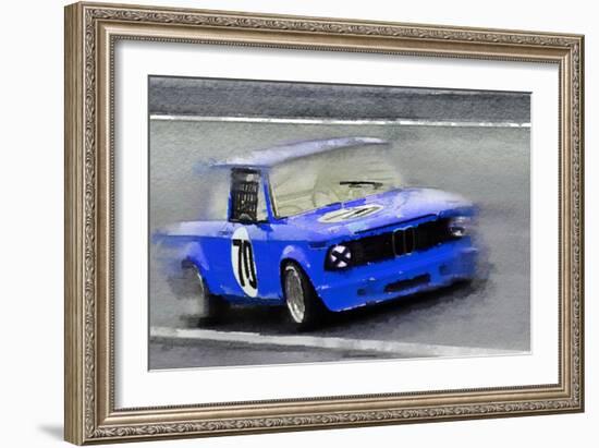 1969 BMW 2002 Racing Watercolor-NaxArt-Framed Art Print