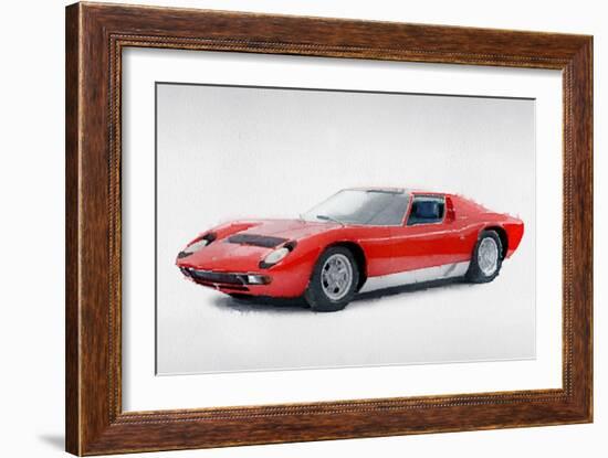 1969 Lamborghini Miura P400 S Watercolor-NaxArt-Framed Art Print