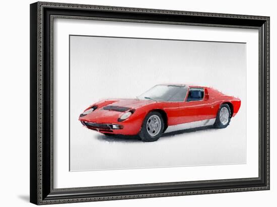 1969 Lamborghini Miura P400 S Watercolor-NaxArt-Framed Art Print