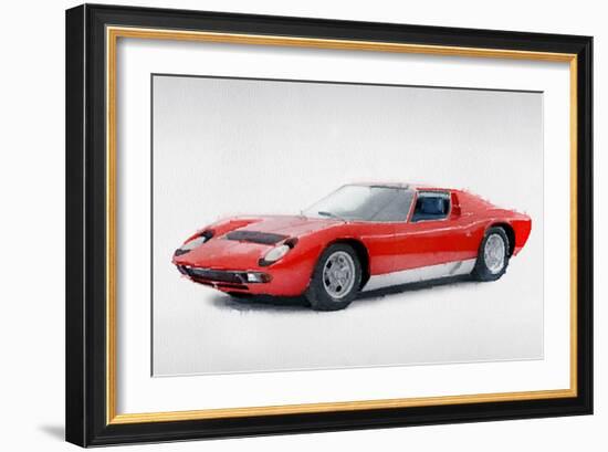 1969 Lamborghini Miura P400 S Watercolor-NaxArt-Framed Art Print