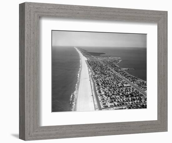 1970s-1980s Aerial of Jersey Shore Barnegat Peninsula Barrier Island Seaside Park New Jersey-null-Framed Photographic Print