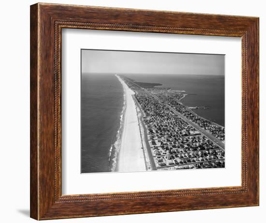 1970s-1980s Aerial of Jersey Shore Barnegat Peninsula Barrier Island Seaside Park New Jersey-null-Framed Photographic Print