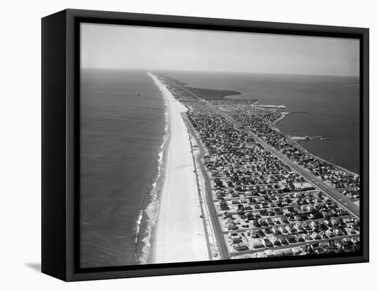 1970s-1980s Aerial of Jersey Shore Barnegat Peninsula Barrier Island Seaside Park New Jersey-null-Framed Premier Image Canvas