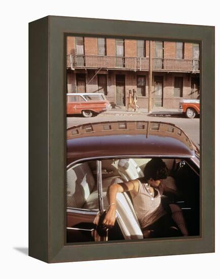 1970s America, a Chicano Teenager in the Barrio Area of El Paso, Texas, 1973-null-Framed Stretched Canvas