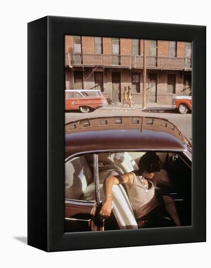 1970s America, a Chicano Teenager in the Barrio Area of El Paso, Texas, 1973-null-Framed Stretched Canvas