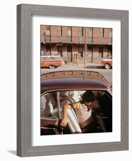 1970s America, a Chicano Teenager in the Barrio Area of El Paso, Texas, 1973-null-Framed Photo