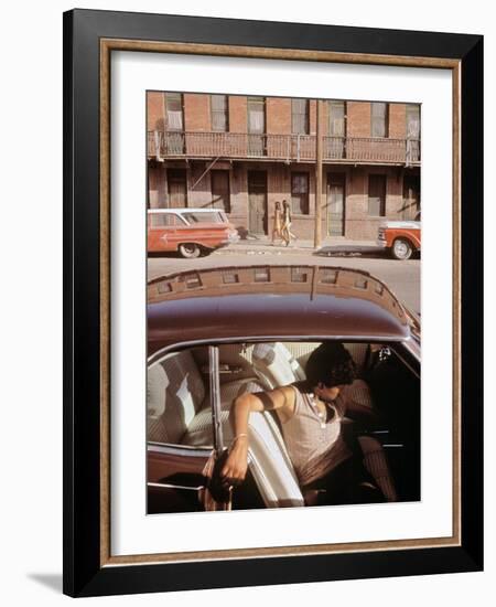 1970s America, a Chicano Teenager in the Barrio Area of El Paso, Texas, 1973-null-Framed Photo