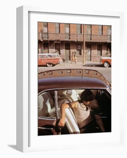 1970s America, a Chicano Teenager in the Barrio Area of El Paso, Texas, 1973-null-Framed Photo