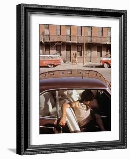 1970s America, a Chicano Teenager in the Barrio Area of El Paso, Texas, 1973-null-Framed Photo