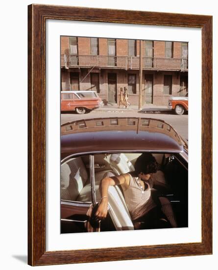 1970s America, a Chicano Teenager in the Barrio Area of El Paso, Texas, 1973-null-Framed Photo