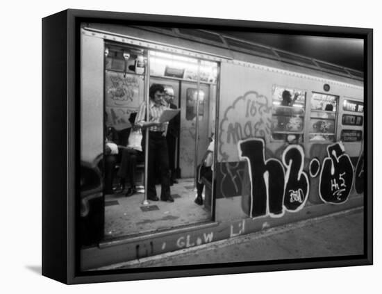 1970s America, Graffiti on a Subway Car on the Lexington Avenue Line. New York City, New York, 1972-null-Framed Stretched Canvas