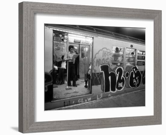 1970s America, Graffiti on a Subway Car on the Lexington Avenue Line. New York City, New York, 1972-null-Framed Photo