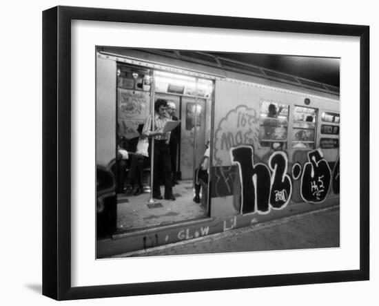 1970s America, Graffiti on a Subway Car on the Lexington Avenue Line. New York City, New York, 1972-null-Framed Photo
