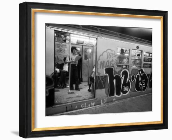 1970s America, Graffiti on a Subway Car on the Lexington Avenue Line. New York City, New York, 1972-null-Framed Photo