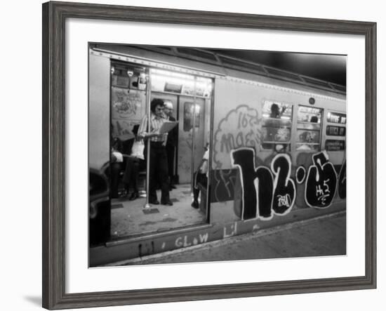 1970s America, Graffiti on a Subway Car on the Lexington Avenue Line. New York City, New York, 1972-null-Framed Photo