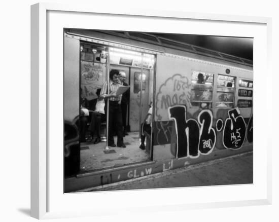 1970s America, Graffiti on a Subway Car on the Lexington Avenue Line. New York City, New York, 1972-null-Framed Photo