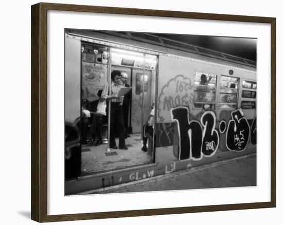 1970s America, Graffiti on a Subway Car on the Lexington Avenue Line. New York City, New York, 1972-null-Framed Photo