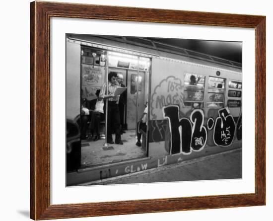 1970s America, Graffiti on a Subway Car on the Lexington Avenue Line. New York City, New York, 1972-null-Framed Photo