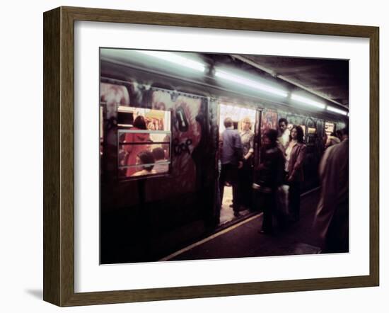 1970s America, Graffiti on a Subway Car on the Lexington Avenue Line. New York City, New York, 1972-null-Framed Photo