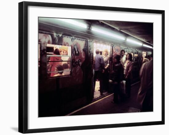 1970s America, Graffiti on a Subway Car on the Lexington Avenue Line. New York City, New York, 1972-null-Framed Photo