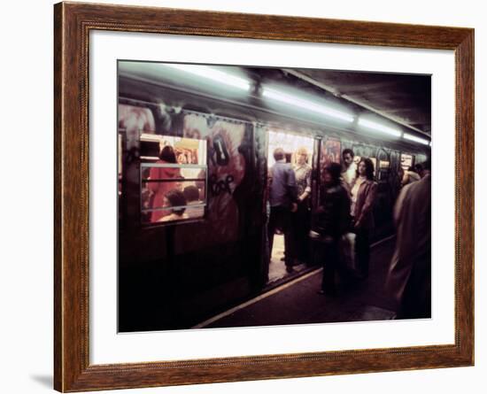 1970s America, Graffiti on a Subway Car on the Lexington Avenue Line. New York City, New York, 1972-null-Framed Photo