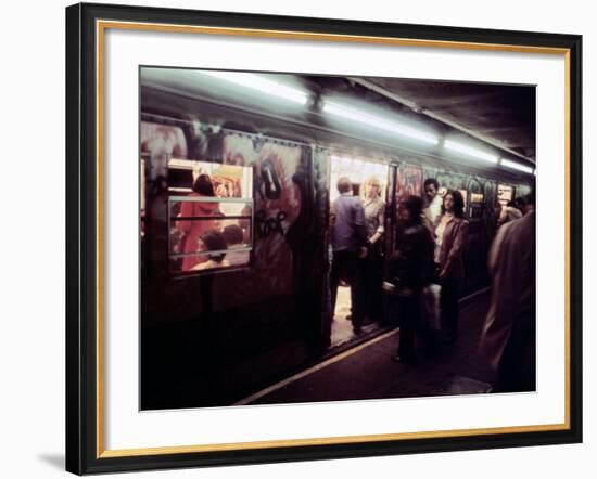 1970s America, Graffiti on a Subway Car on the Lexington Avenue Line. New York City, New York, 1972-null-Framed Photo