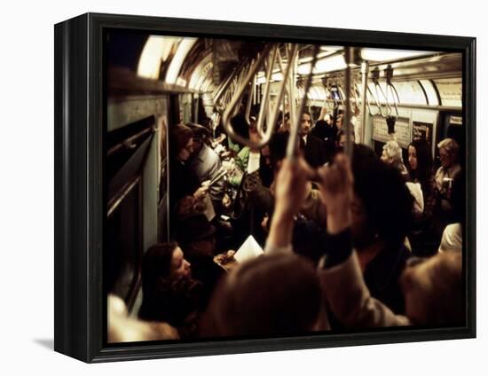 1970s America, Passengers on a Subway Car, New York City, New York, 1972-null-Framed Stretched Canvas