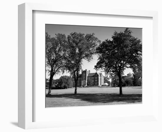 1970s Campus of Emporia College in Kansas with Brick Buildings Nestled Among Trees-null-Framed Photographic Print