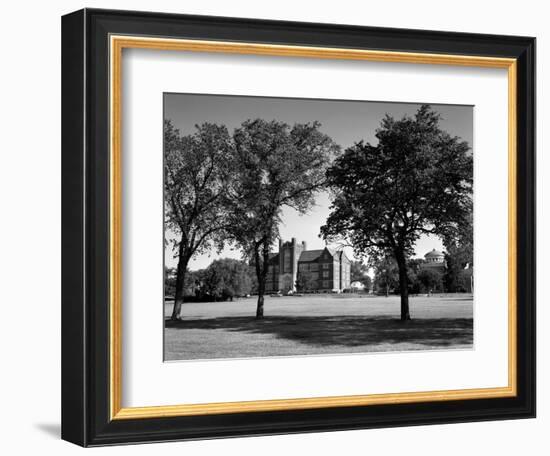 1970s Campus of Emporia College in Kansas with Brick Buildings Nestled Among Trees-null-Framed Photographic Print