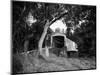 1970s Covered Bridge in Rural Wooded Area-null-Mounted Photographic Print