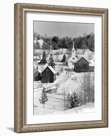 1970s Winter Scenic of Waits River Junction Vermont-null-Framed Photographic Print