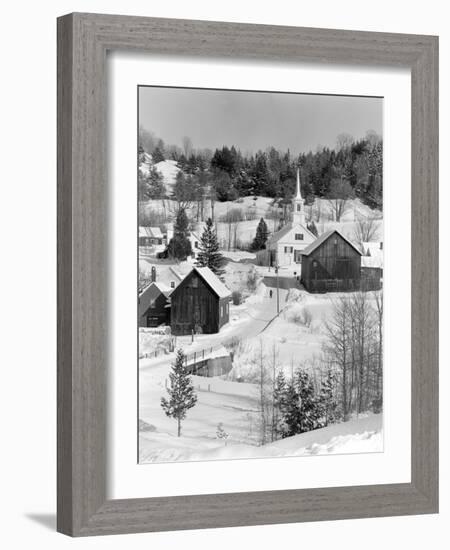 1970s Winter Scenic of Waits River Junction Vermont-null-Framed Photographic Print