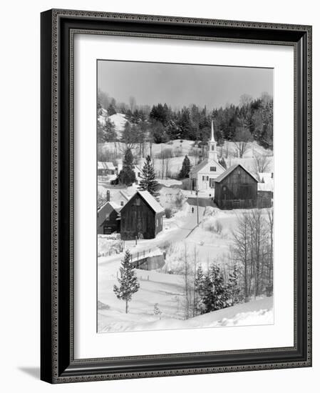 1970s Winter Scenic of Waits River Junction Vermont--Framed Photographic Print