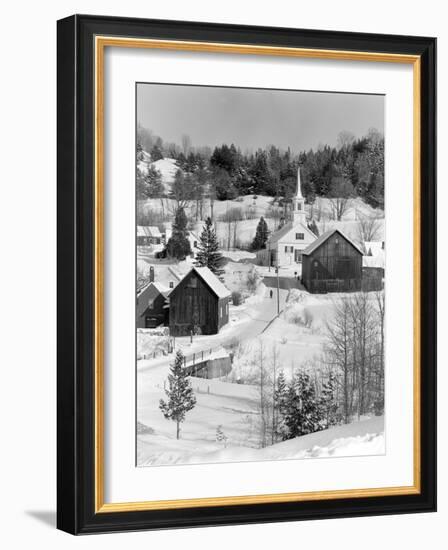 1970s Winter Scenic of Waits River Junction Vermont-null-Framed Photographic Print