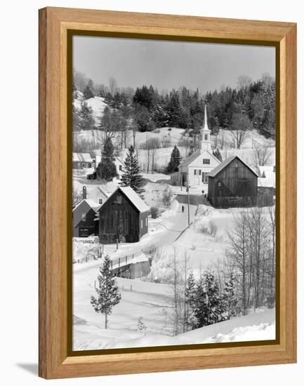 1970s Winter Scenic of Waits River Junction Vermont-null-Framed Premier Image Canvas