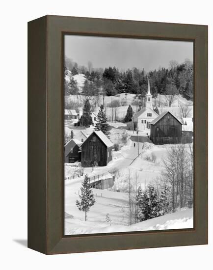 1970s Winter Scenic of Waits River Junction Vermont-null-Framed Premier Image Canvas