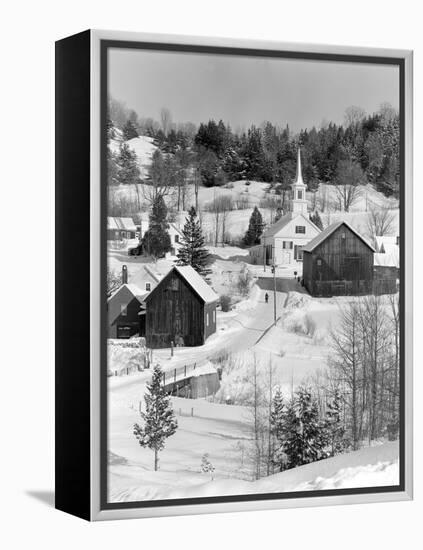 1970s Winter Scenic of Waits River Junction Vermont-null-Framed Premier Image Canvas