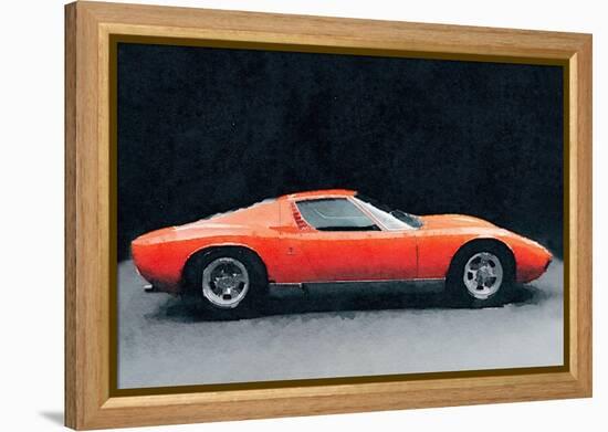 1971 Lamborghini Miura P400 S Watercolor-NaxArt-Framed Stretched Canvas