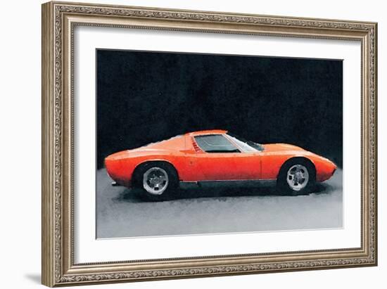 1971 Lamborghini Miura P400 S Watercolor-NaxArt-Framed Art Print