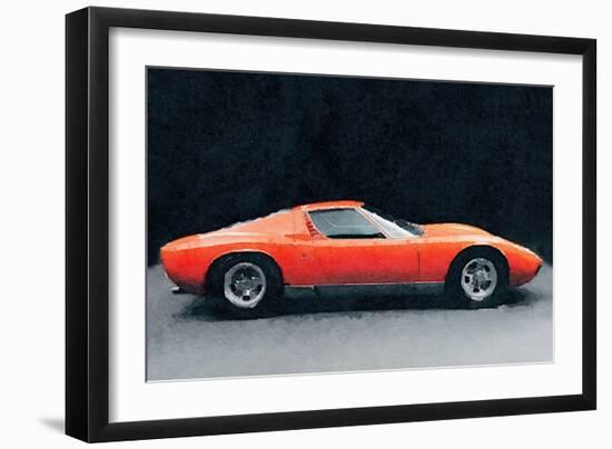 1971 Lamborghini Miura P400 S Watercolor-NaxArt-Framed Art Print