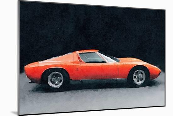 1971 Lamborghini Miura P400 S Watercolor-NaxArt-Mounted Art Print