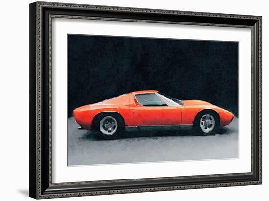 1971 Lamborghini Miura P400 S Watercolor-NaxArt-Framed Art Print