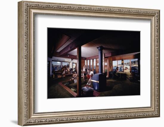 1971: People Attending a Party in the Sunken Living Room of a Floating Home, Sausalito, California-Michael Rougier-Framed Photographic Print