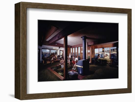 1971: People Attending a Party in the Sunken Living Room of a Floating Home, Sausalito, California-Michael Rougier-Framed Photographic Print