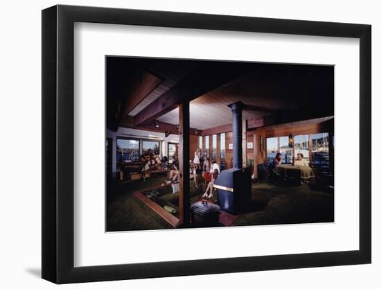 1971: People Attending a Party in the Sunken Living Room of a Floating Home, Sausalito, California-Michael Rougier-Framed Photographic Print