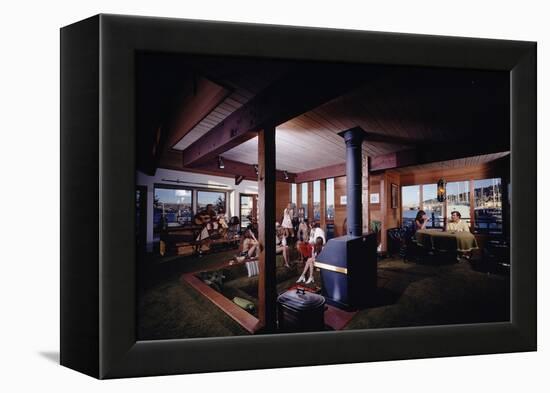1971: People Attending a Party in the Sunken Living Room of a Floating Home, Sausalito, California-Michael Rougier-Framed Premier Image Canvas