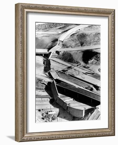 1971 San Fernando Earthquake Collapsed Freeway Overpasses-null-Framed Photo