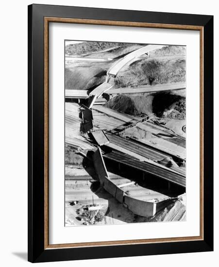 1971 San Fernando Earthquake Collapsed Freeway Overpasses-null-Framed Photo